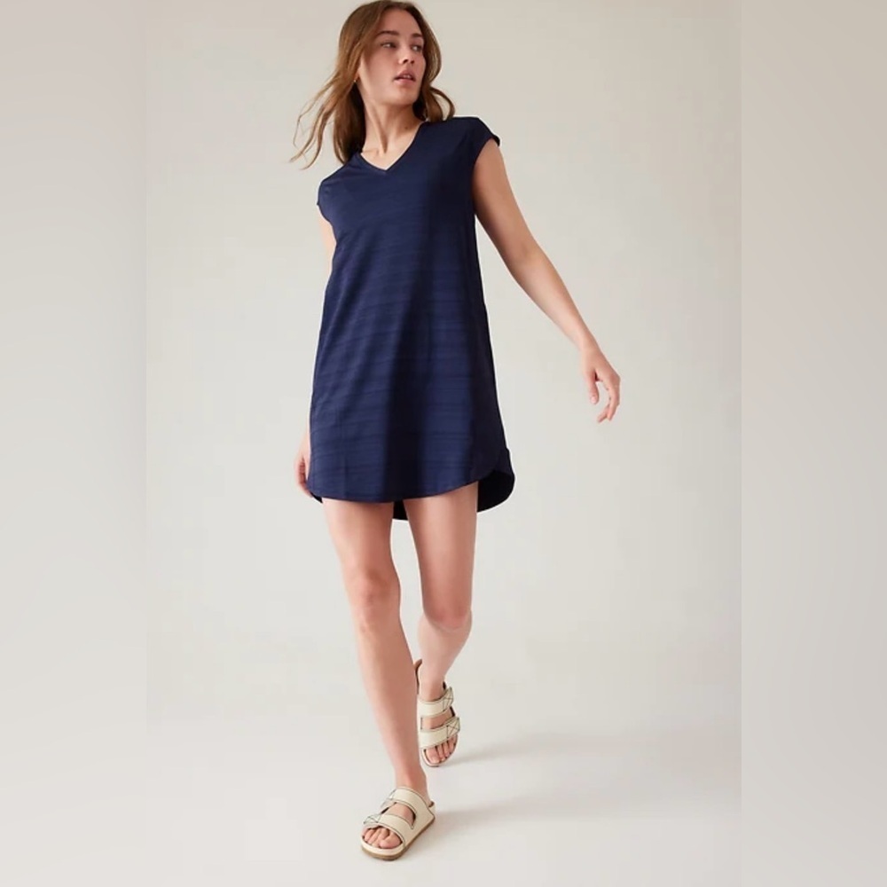 Athleta Pacifica Navy Blue V-Neck Dress Small